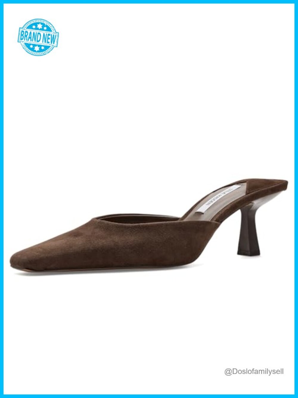Suede Square Toe Kitten Heel Slip On Pump Evening Party Shoe